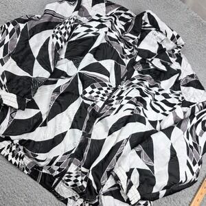 Kloz Studio Plus Womens 3X Vintage 90s Geometric Abstract Windbreaker Jacket BW